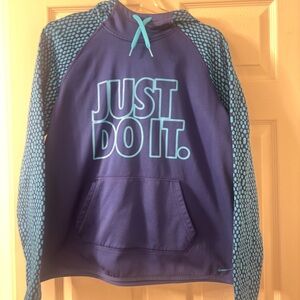 Nike Purple and Teal Hoodie with Graphic Print